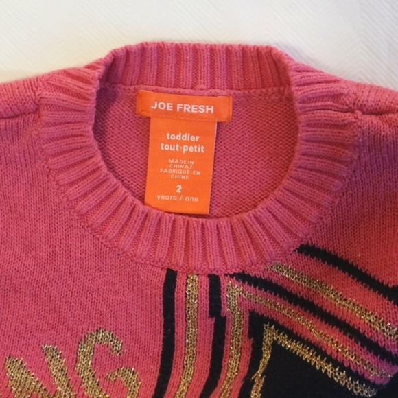 joe fresh star metallic knit crewneck sweater with curved hem 2T toddler girls - Picture 3 of 7